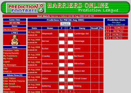 The Harriers Online Prediction League